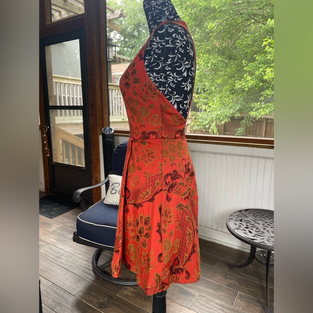 Alice & Olivia orange brocade cocktail dress Size 0 - Picture 2 of 9